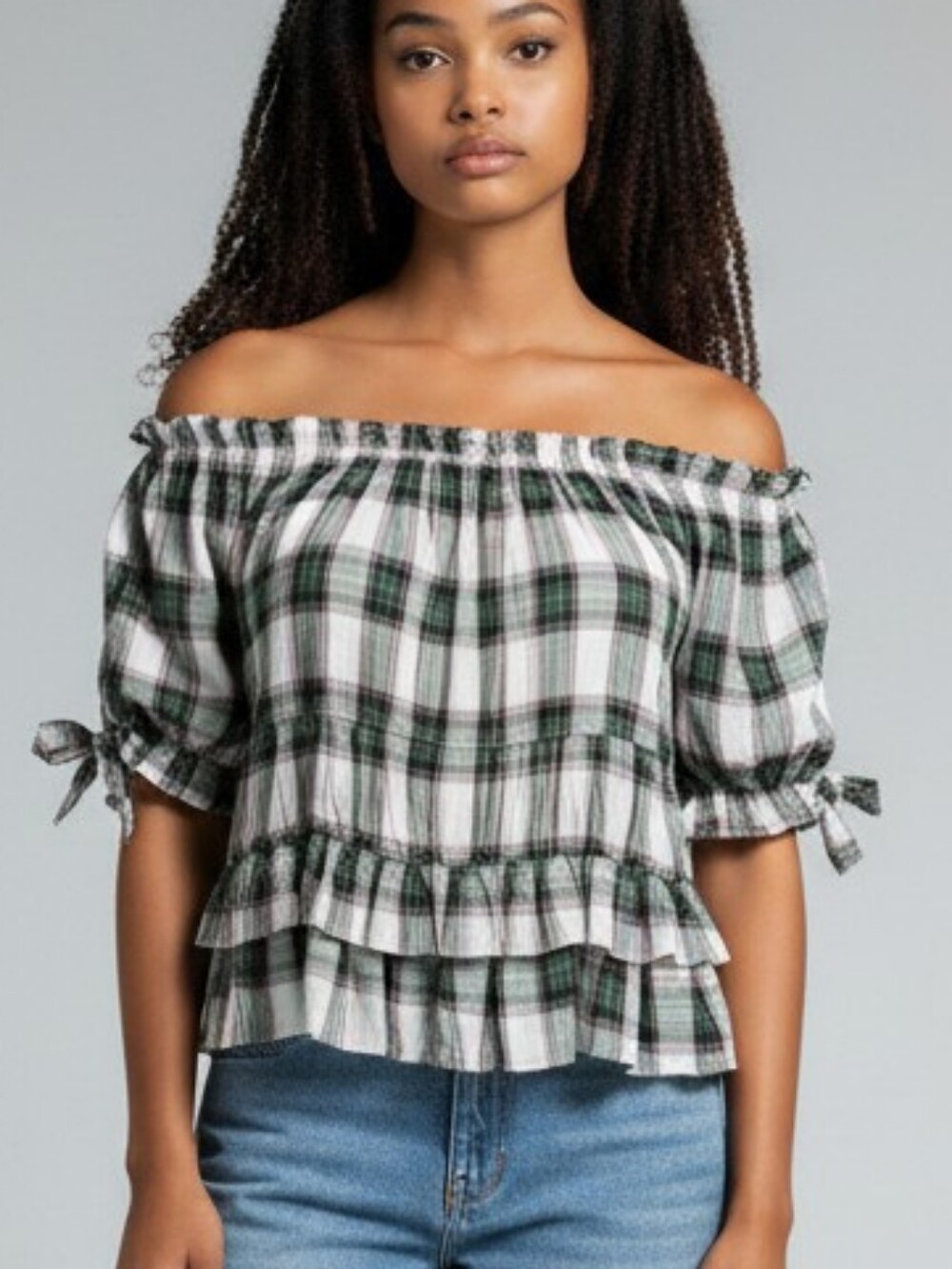 Belle Du Jour Girls Short Sleeve Plaid Top Shirt Size XL 14-16 Cottagecore NWT